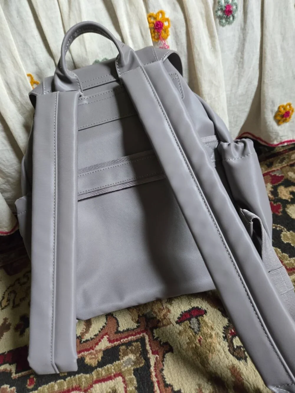 Wiffle satin luxe VL (vegan leather) backpack in pearl color